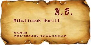Mihalicsek Berill névjegykártya